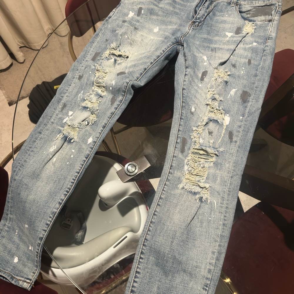 Distressed Light Blue Jeans